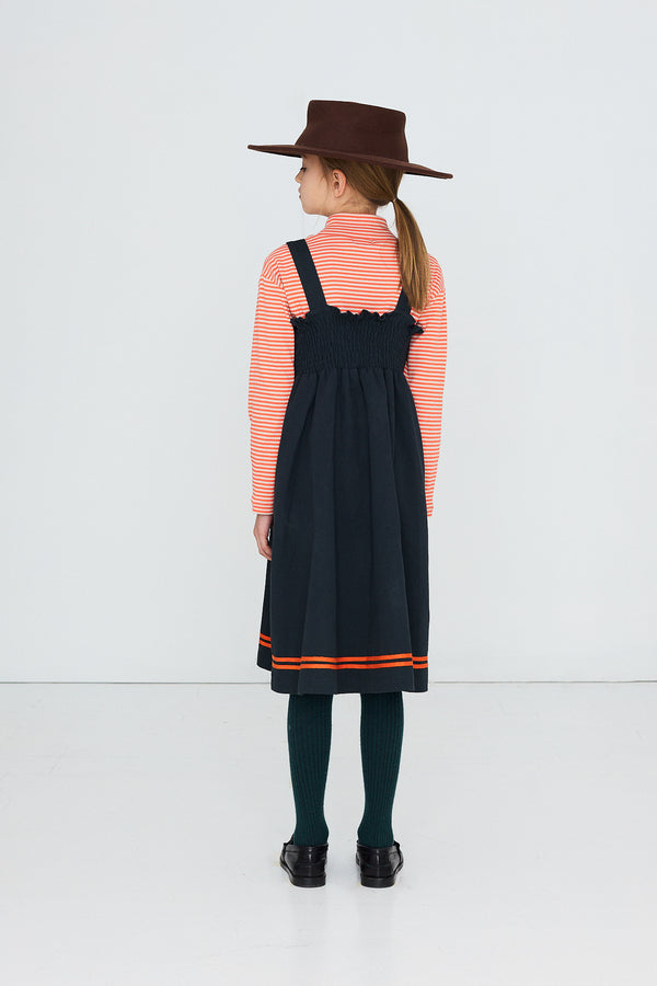 Red Stripes Woven Dress - Ink blue