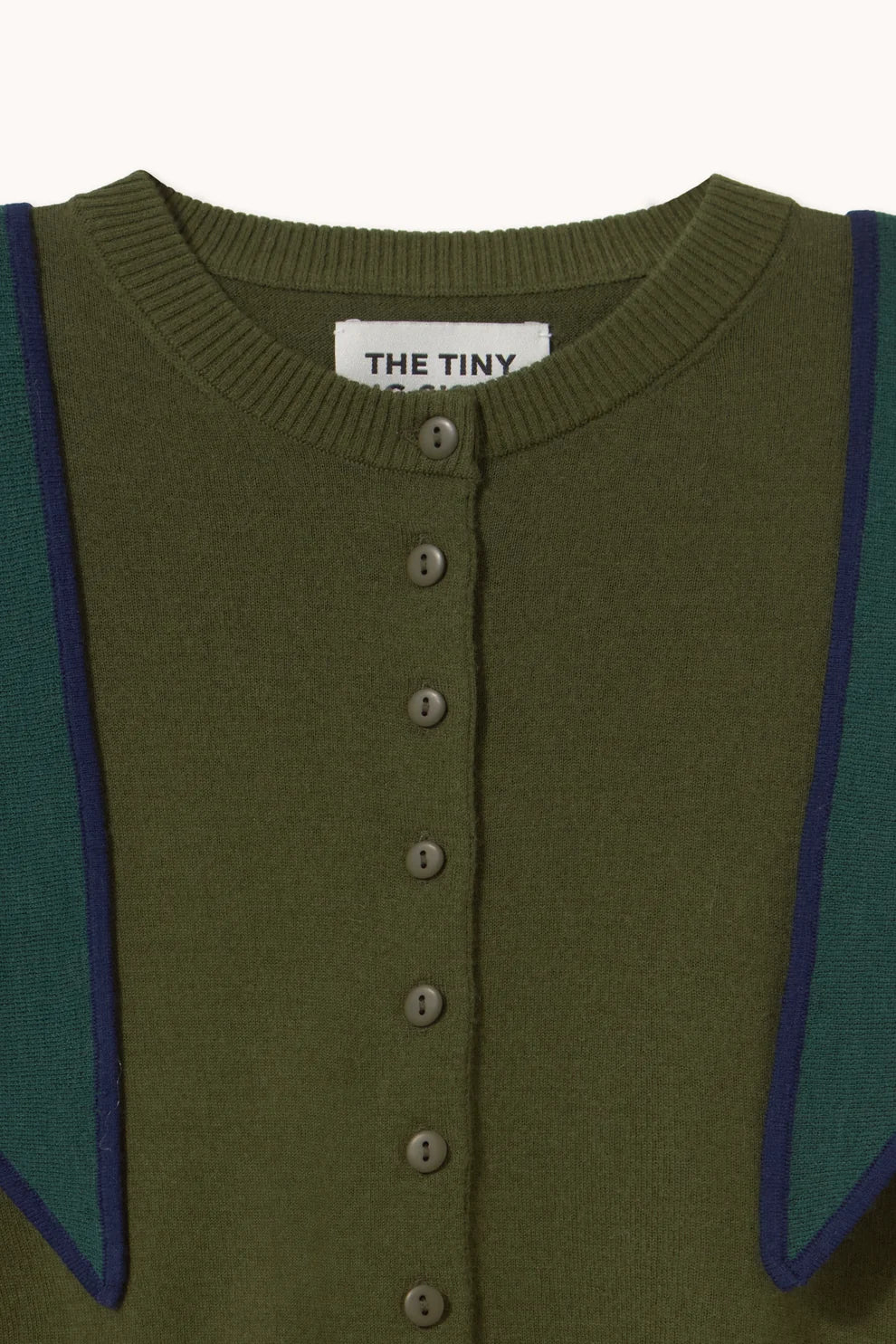 Contrast Scarf Neck Lara Cardigan Dark Khaki