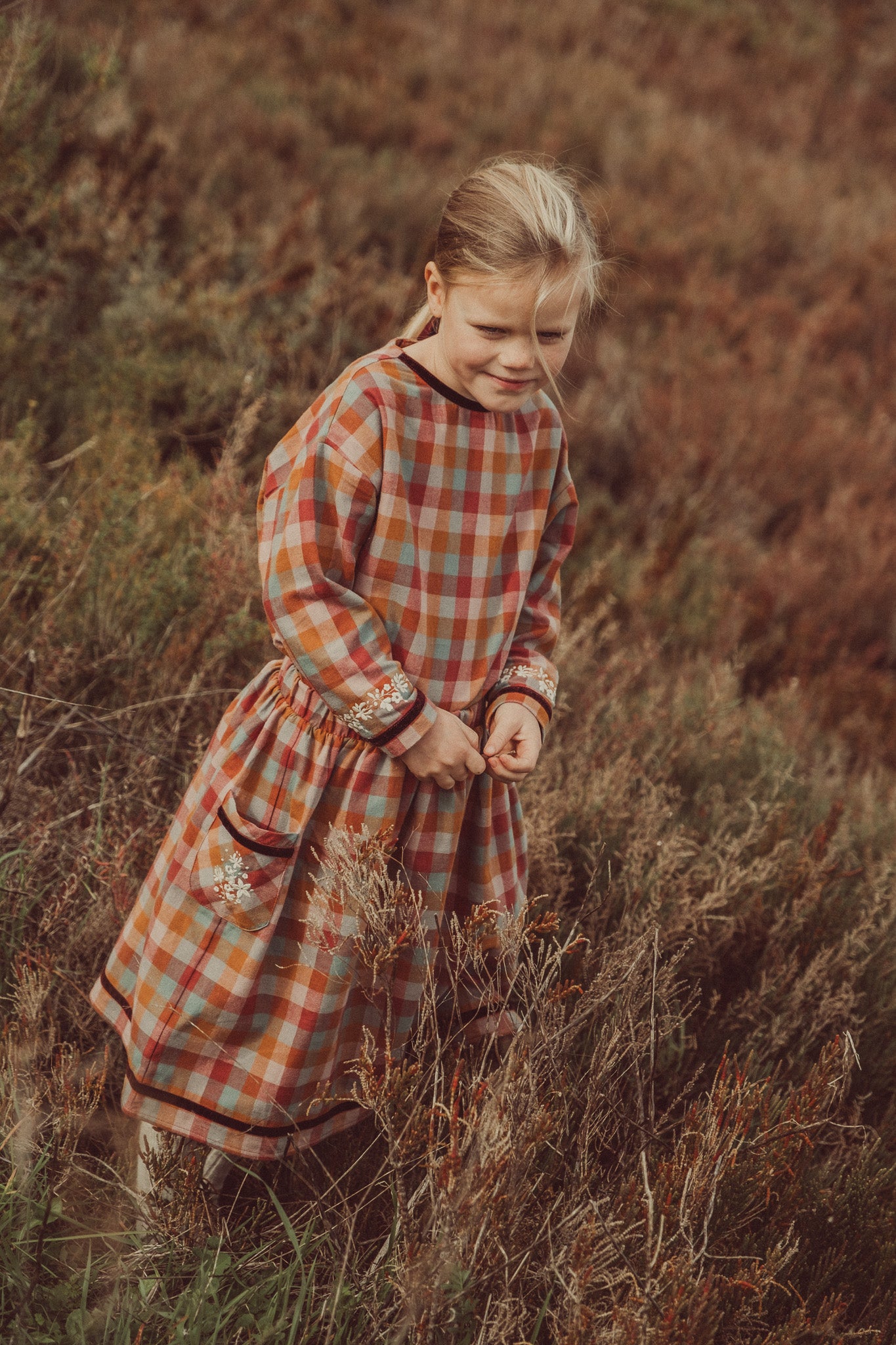 Elise Mixed Checks Shirt with Embroidery