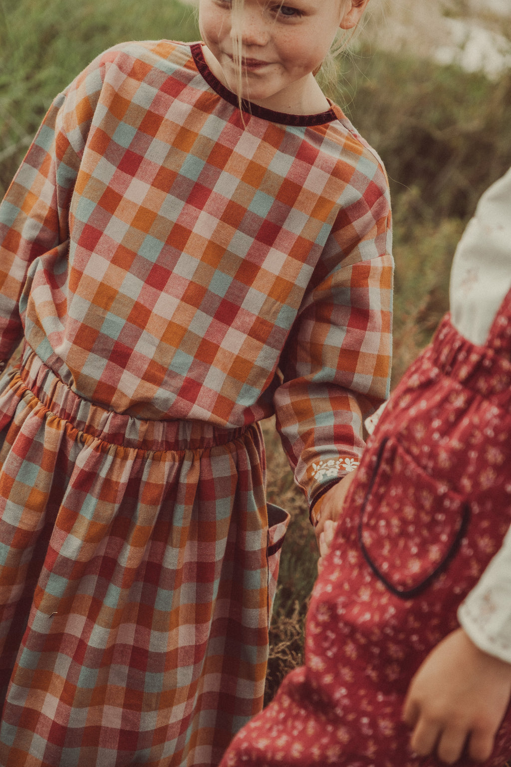 Elise Mixed Checks Shirt with Embroidery