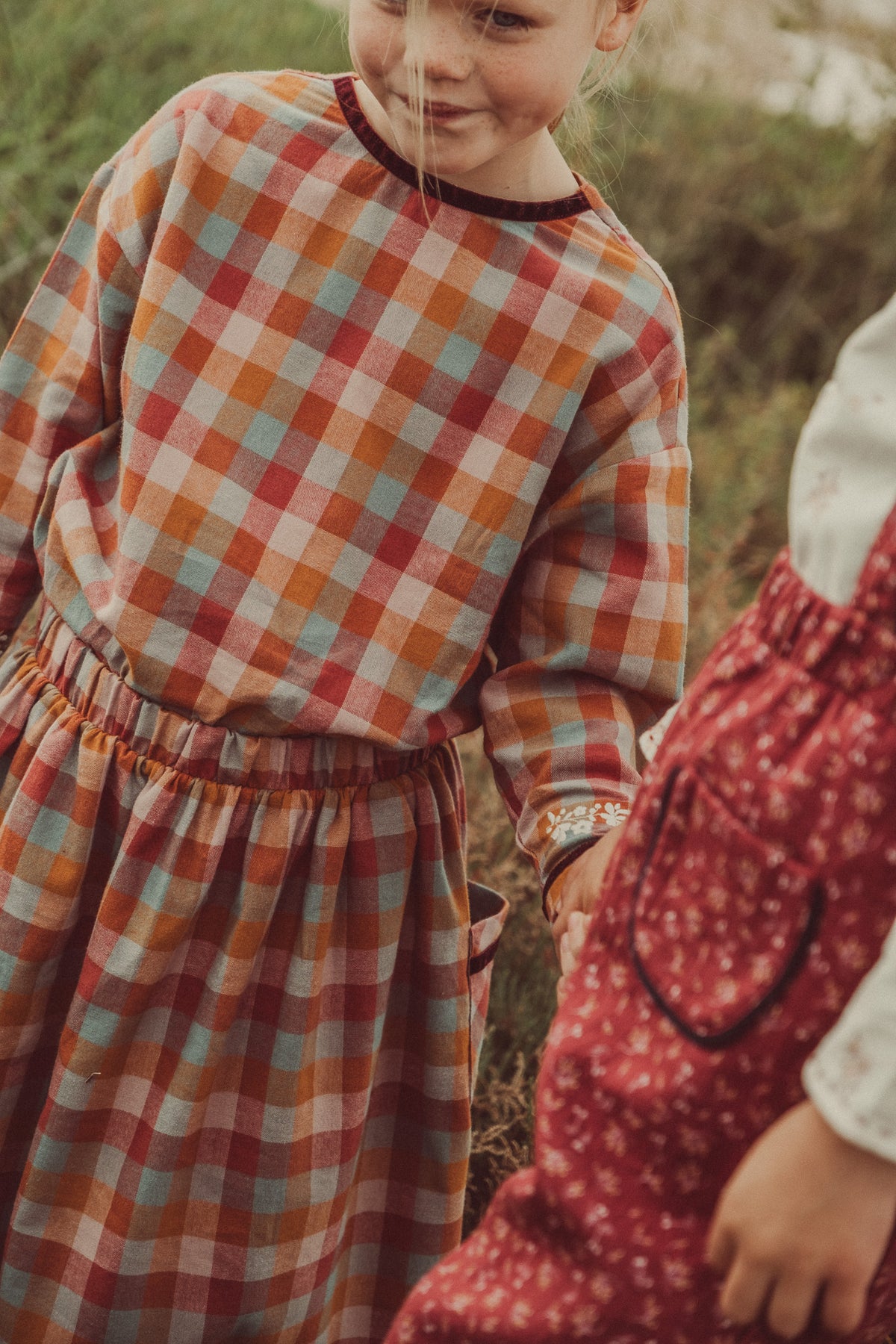 Elise Mixed Checks Shirt with Embroidery