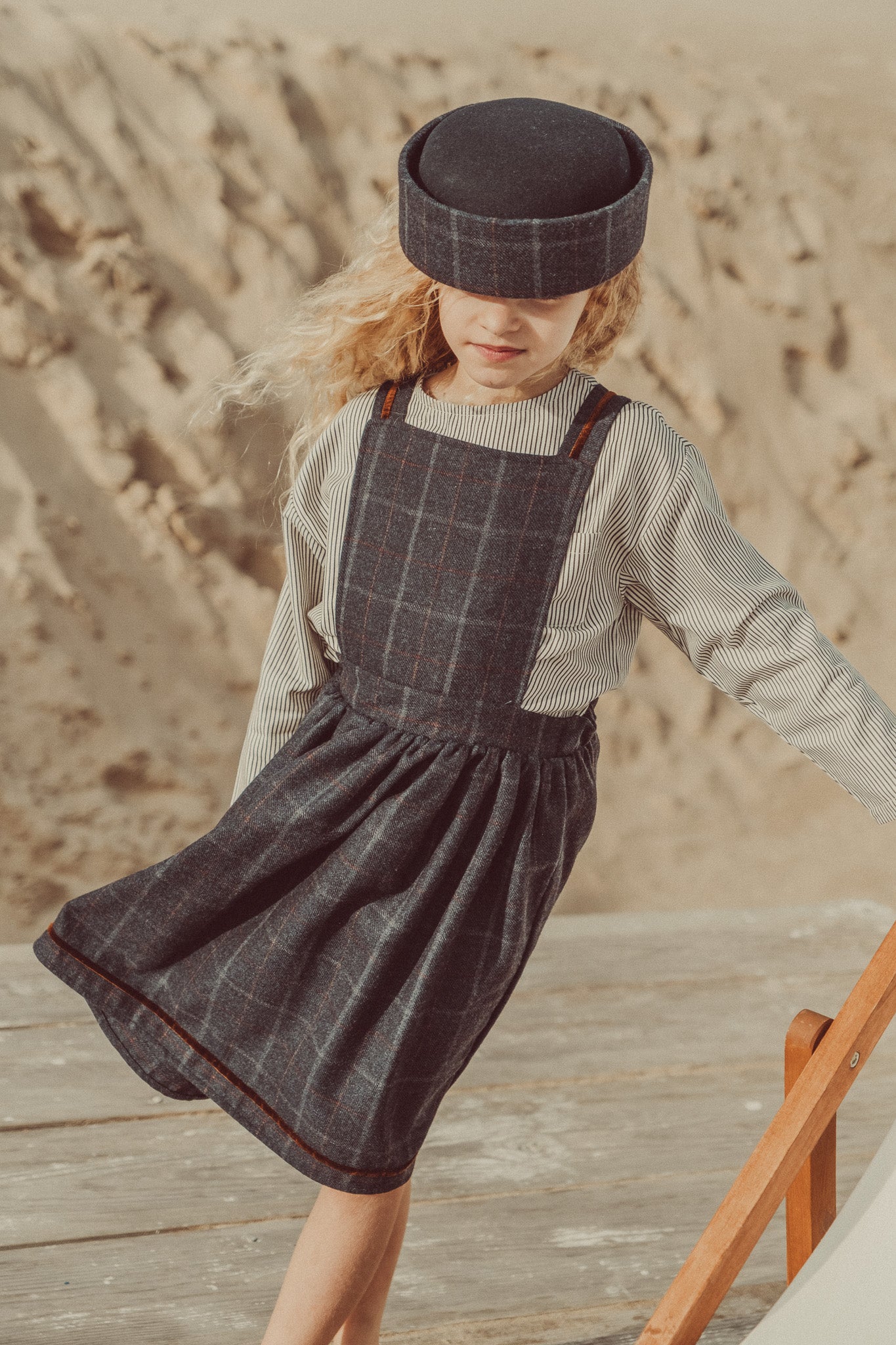 REVERSIBLE José Navy Tartan Romper