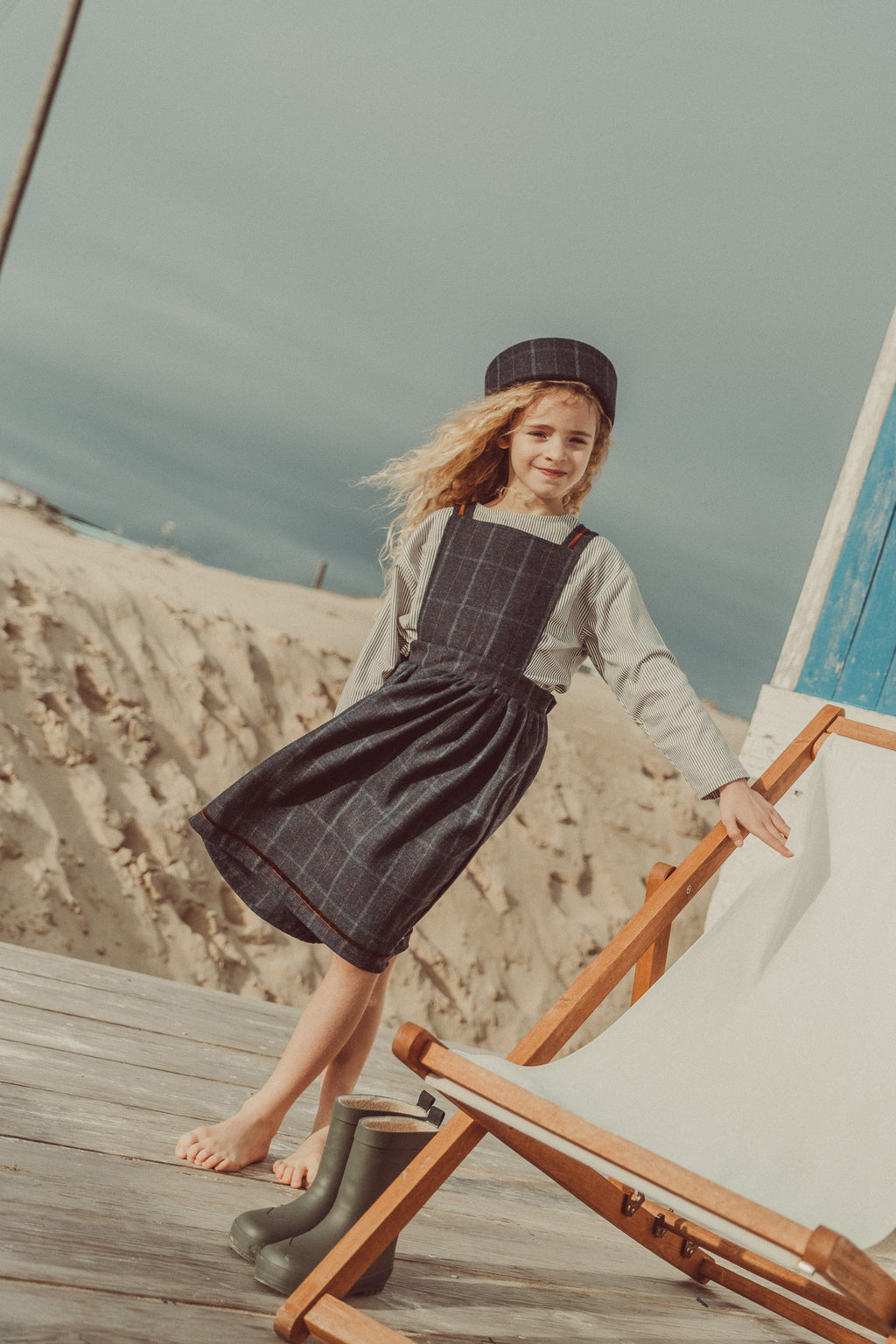 REVERSIBLE José Navy Tartan Romper