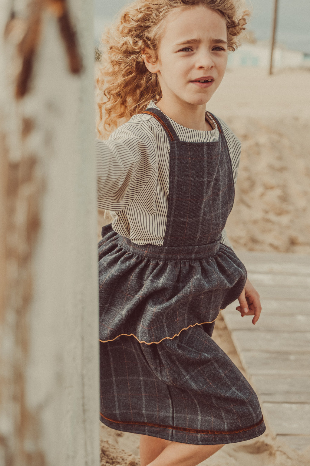 REVERSIBLE José Navy Tartan Romper
