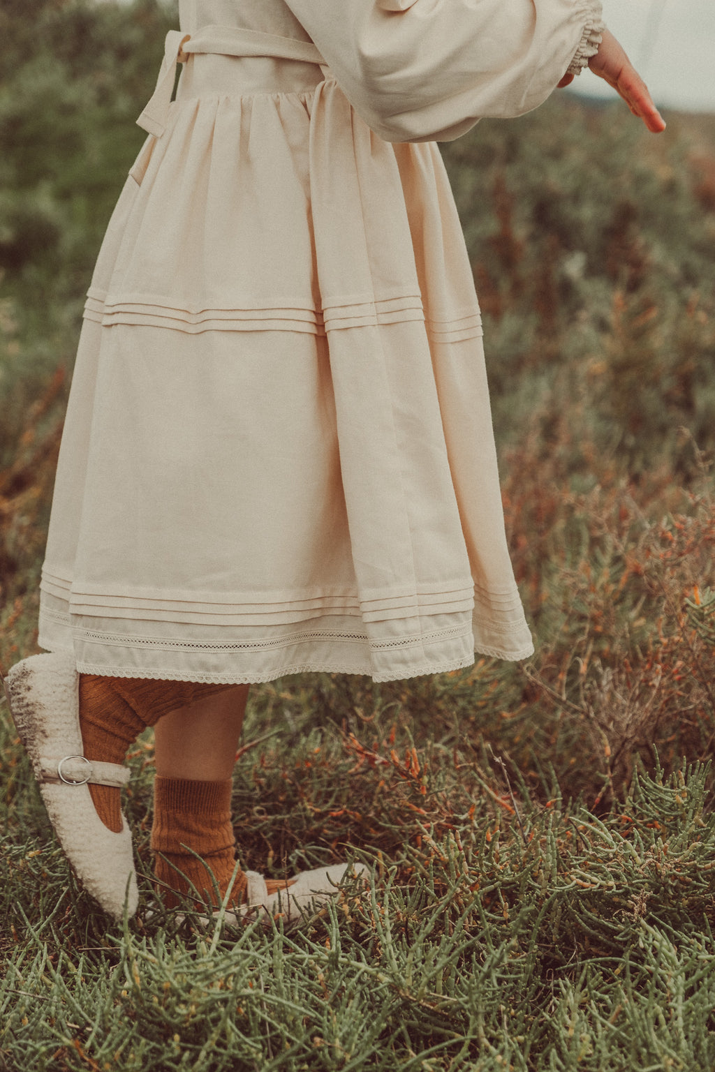 Bianca Ecru Midi Dress With Lace Details