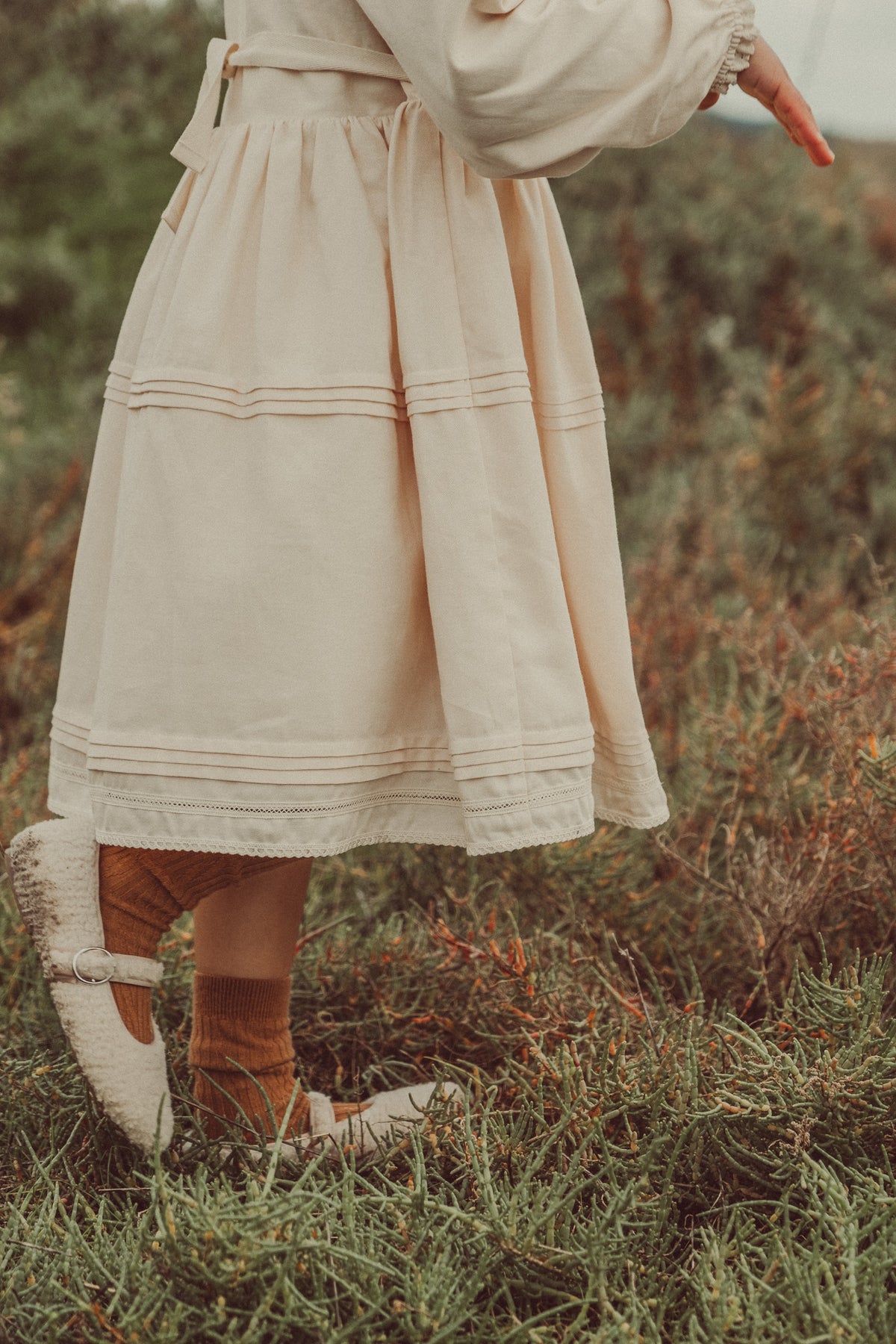 Bianca Ecru Midi Dress With Lace Details