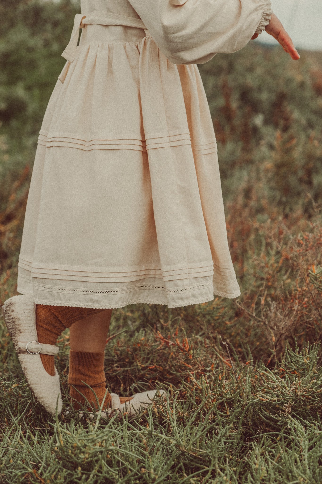 Bianca Ecru Midi Dress With Lace Details