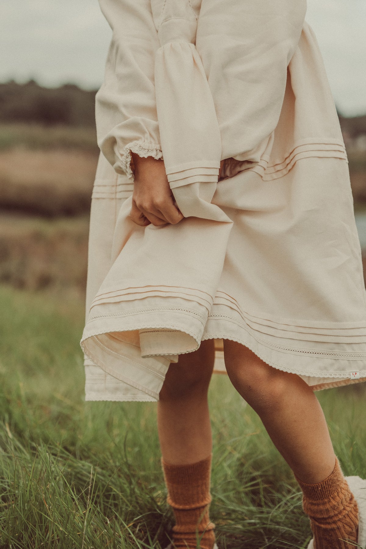 Bianca Ecru Midi Dress With Lace Details