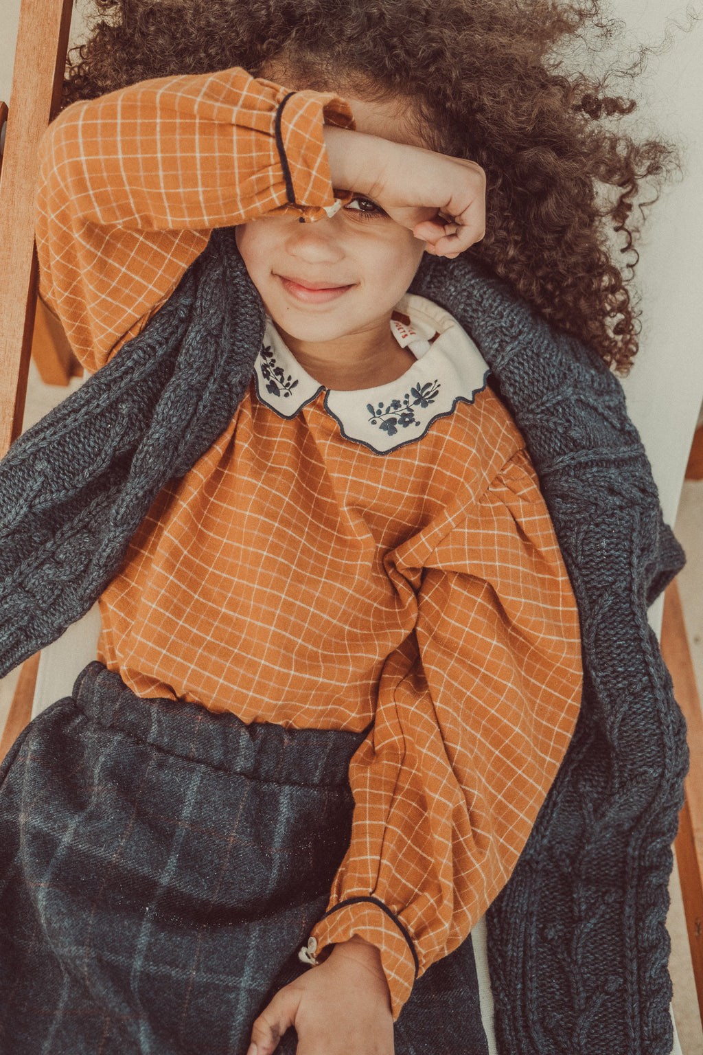 Alba Amber Checks shirt with embroidery