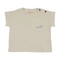 WAFFLE TEE W/ APPLIQUE Cream