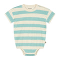 Baby Terry Bodysuit - Lychee with mintstripe