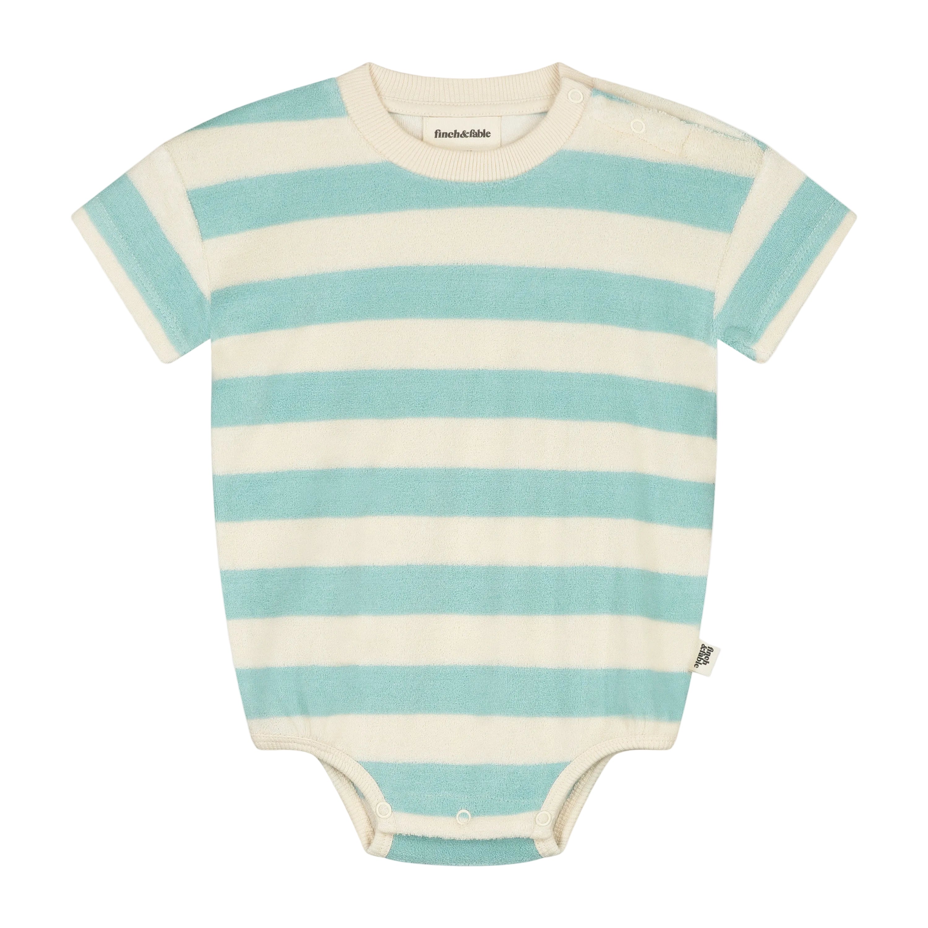Baby Terry Bodysuit - Lychee with mintstripe