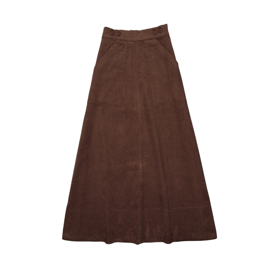 Corduroy Pocket Skirt - Brown