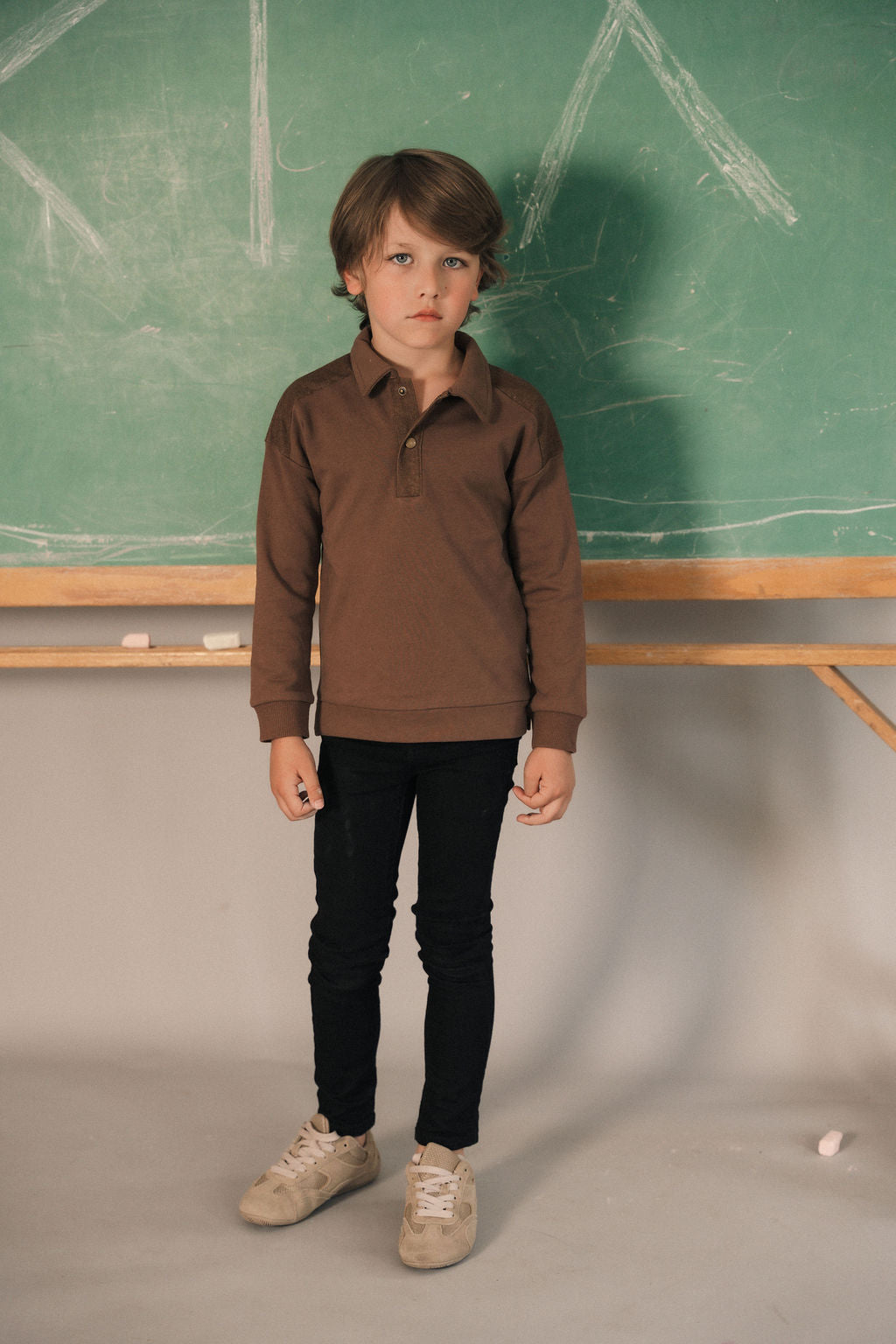 Kix Denim Detail Polo - Brown