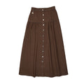 Denim Dropwaist Skirt - Brown