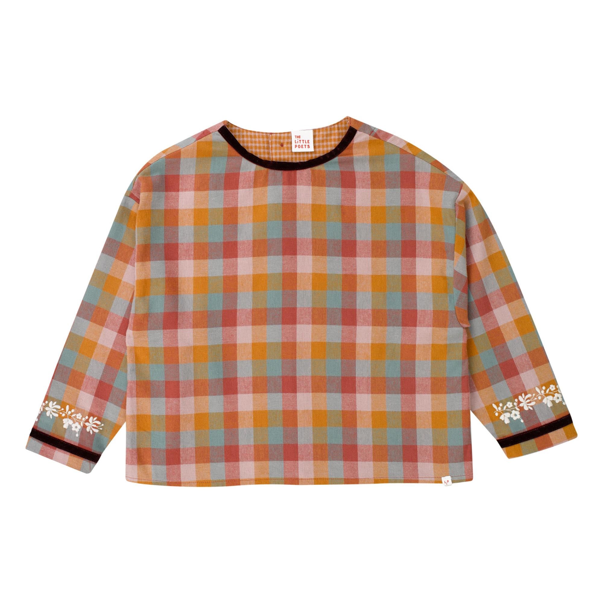 Elise Mixed Checks Shirt with Embroidery