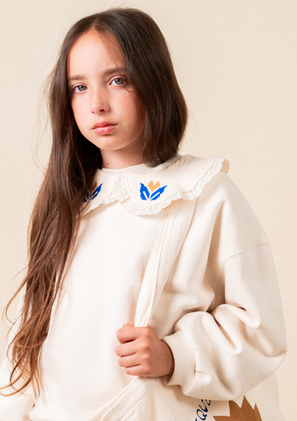 Embroidered collar hoodie