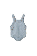 fine striped denim baby romper blue