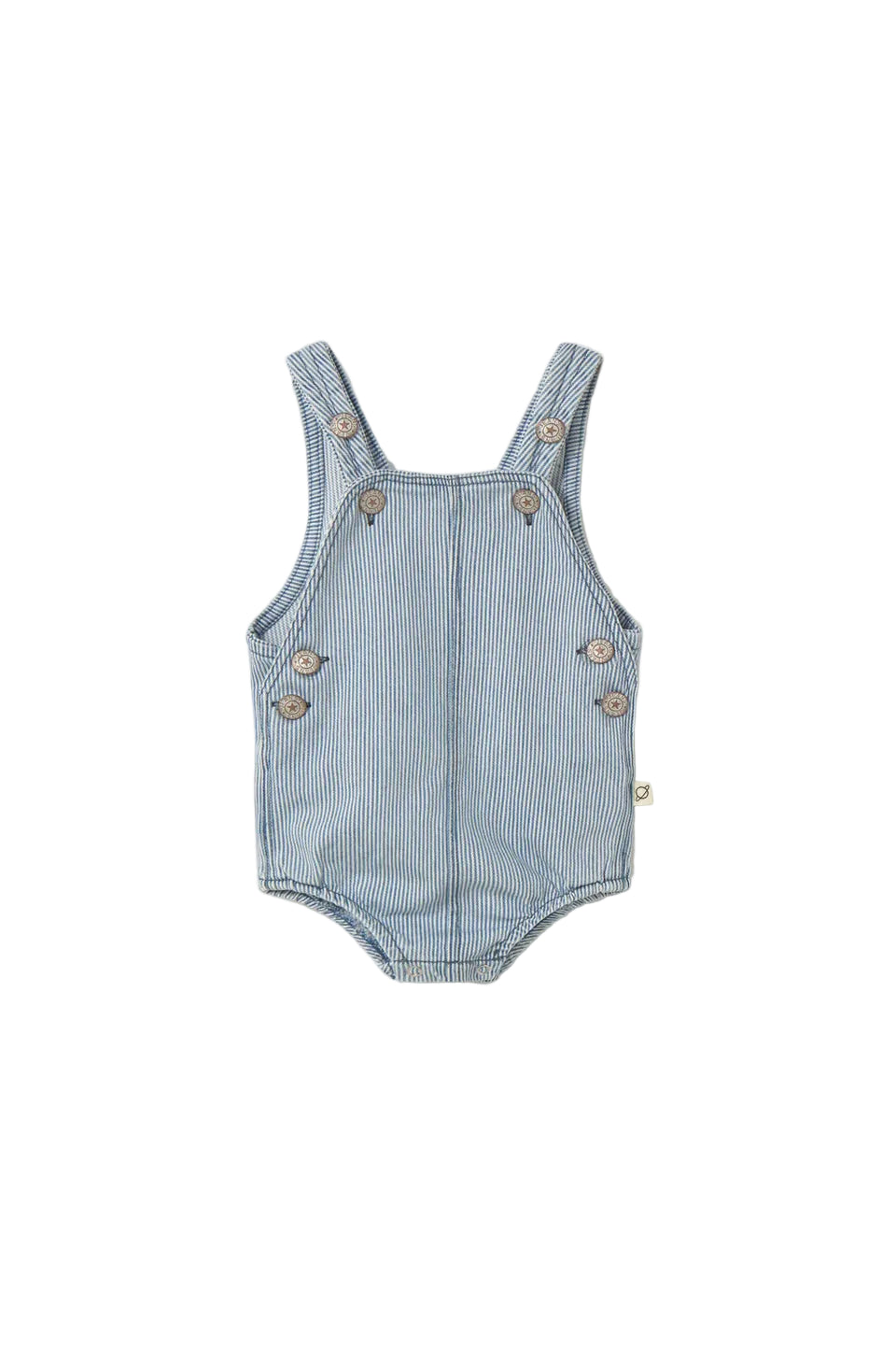 fine striped denim baby romper blue