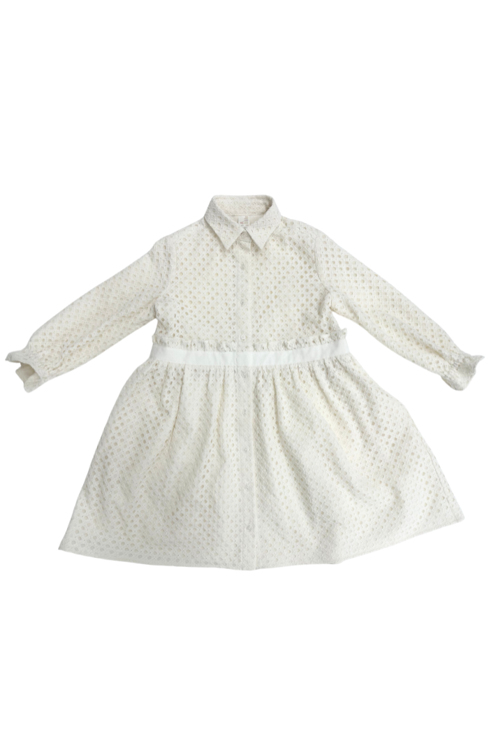 Eyelet Maya Ruffled Dress Ivory