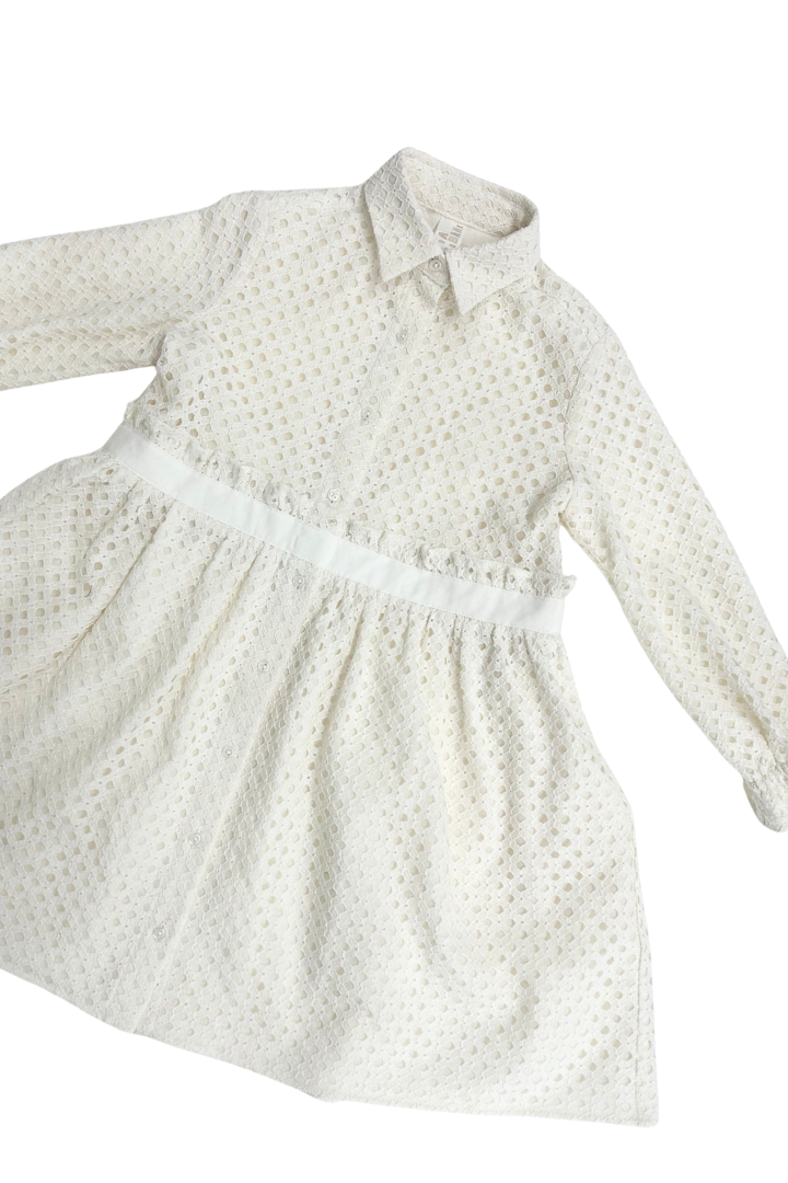 Eyelet Maya Ruffled Dress Ivory