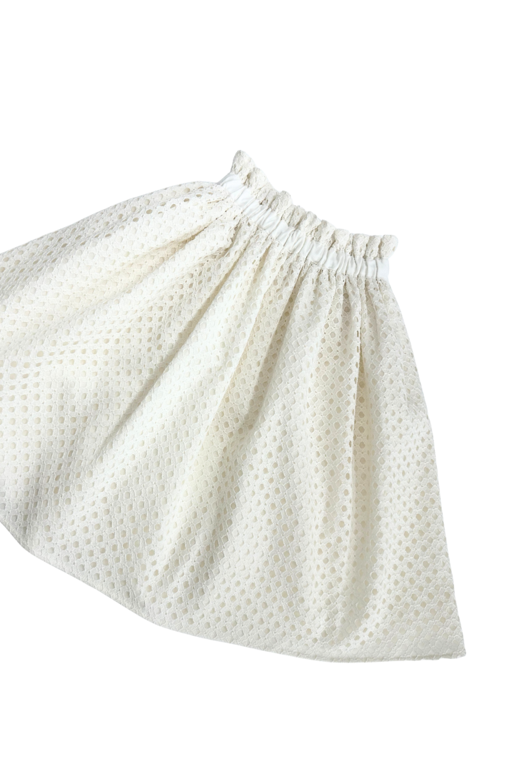 Eyelet Maya Ruffled Skirt Ivory