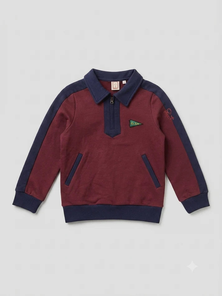 Patchwork Half Zip Sweatshirt - 1984