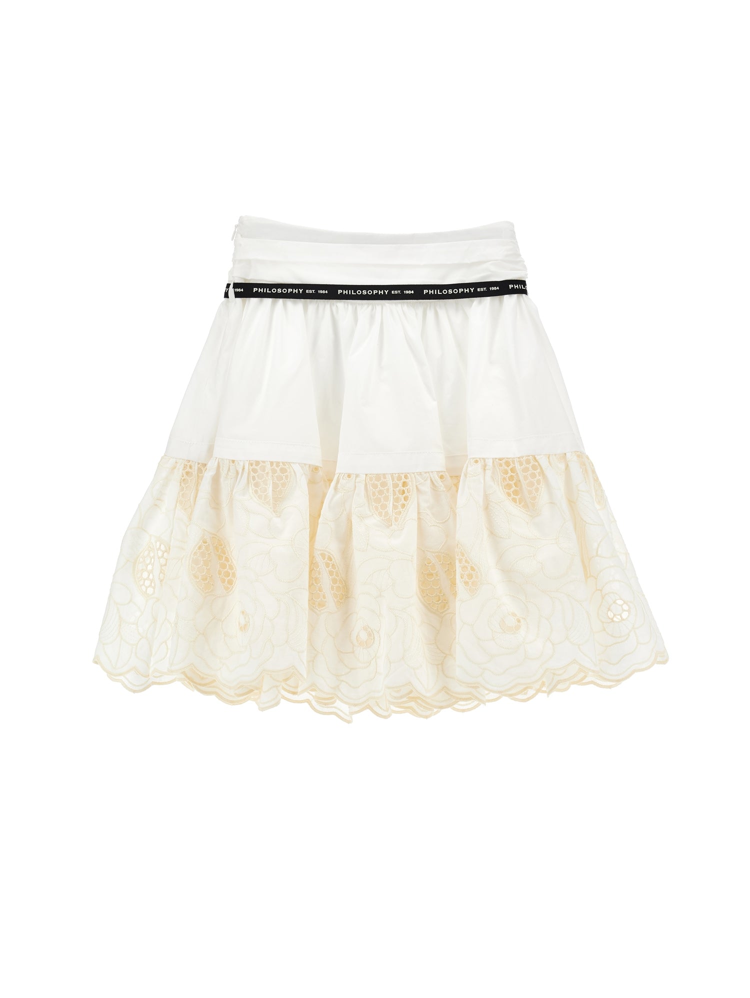PHILOSOPHY SKIRT WITH EMBROIDERED DETAIL & LOGO RIBBON TIE