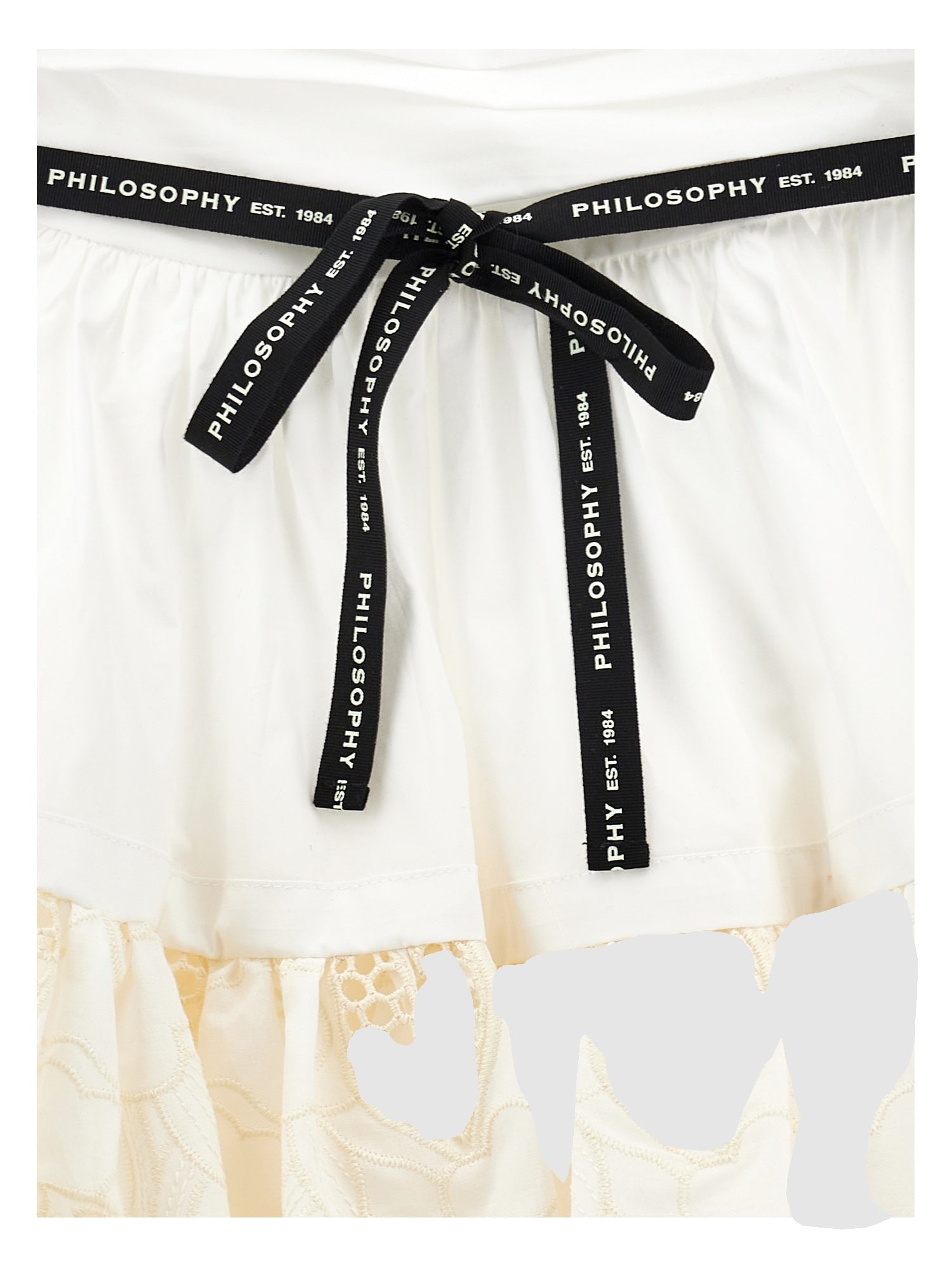 PHILOSOPHY SKIRT WITH EMBROIDERED DETAIL & LOGO RIBBON TIE