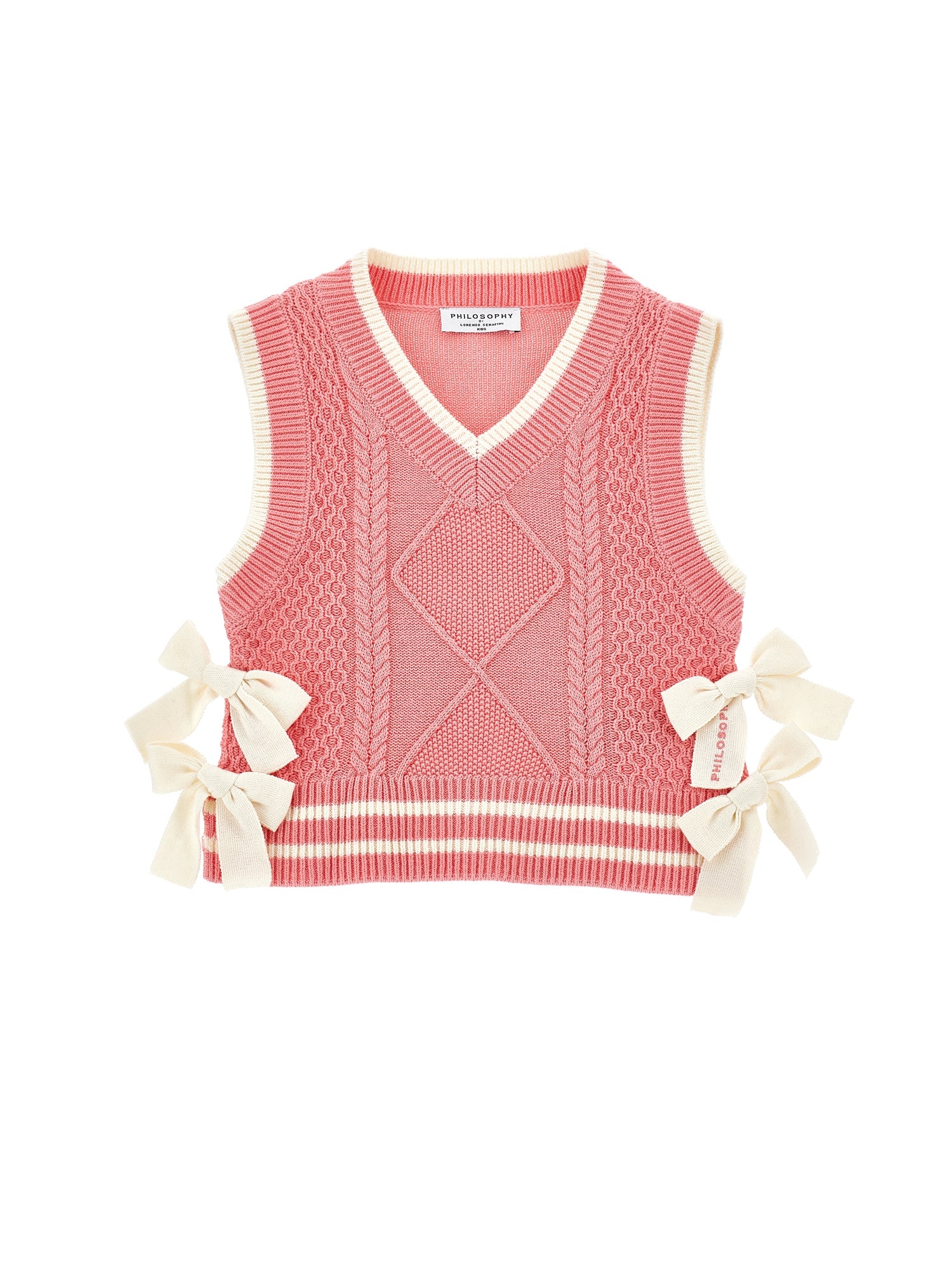 PHILOSOPHY KNIT VEST WITH BOWS ON SIDES CORAL