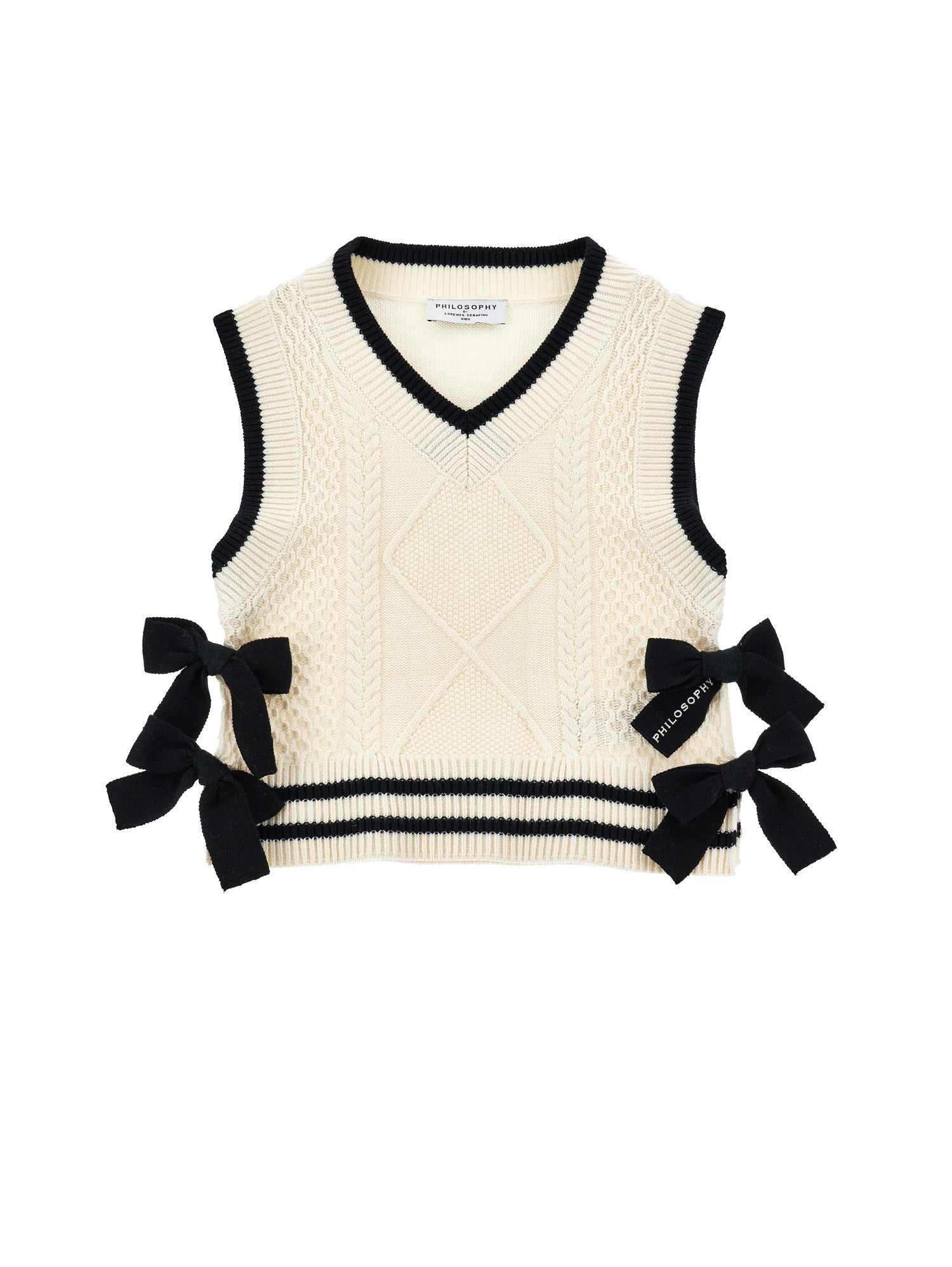 PHILOSOPHY KNIT VEST WITH BOWS ON SIDES IVORY