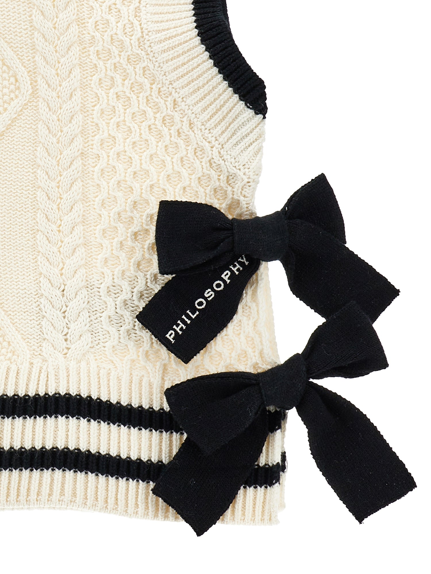 PHILOSOPHY KNIT VEST WITH BOWS ON SIDES IVORY
