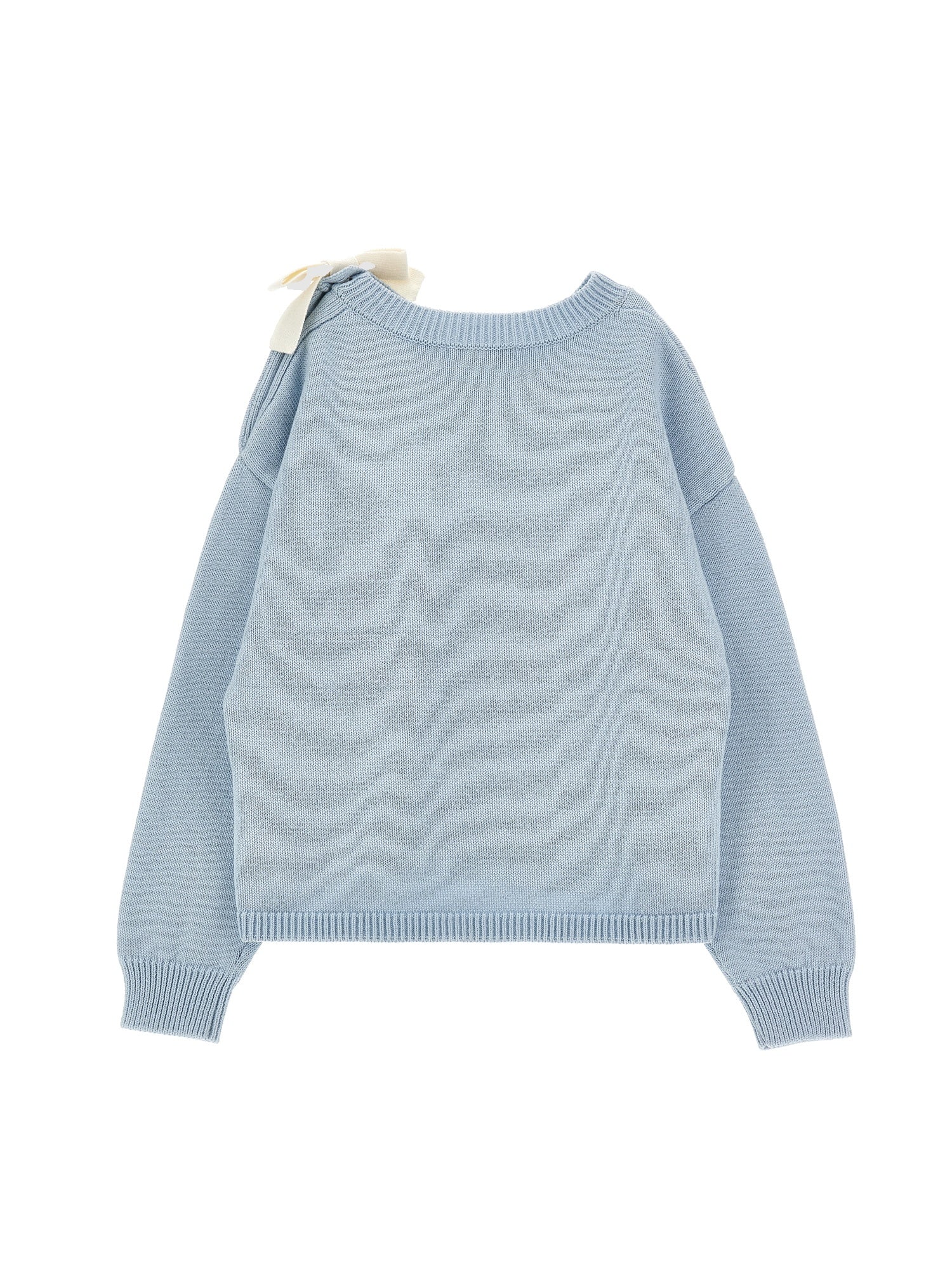 PHILOSOPHY KNIT LOGO SWEATER WITH BUTTON ON SHOULDER WITH BOW