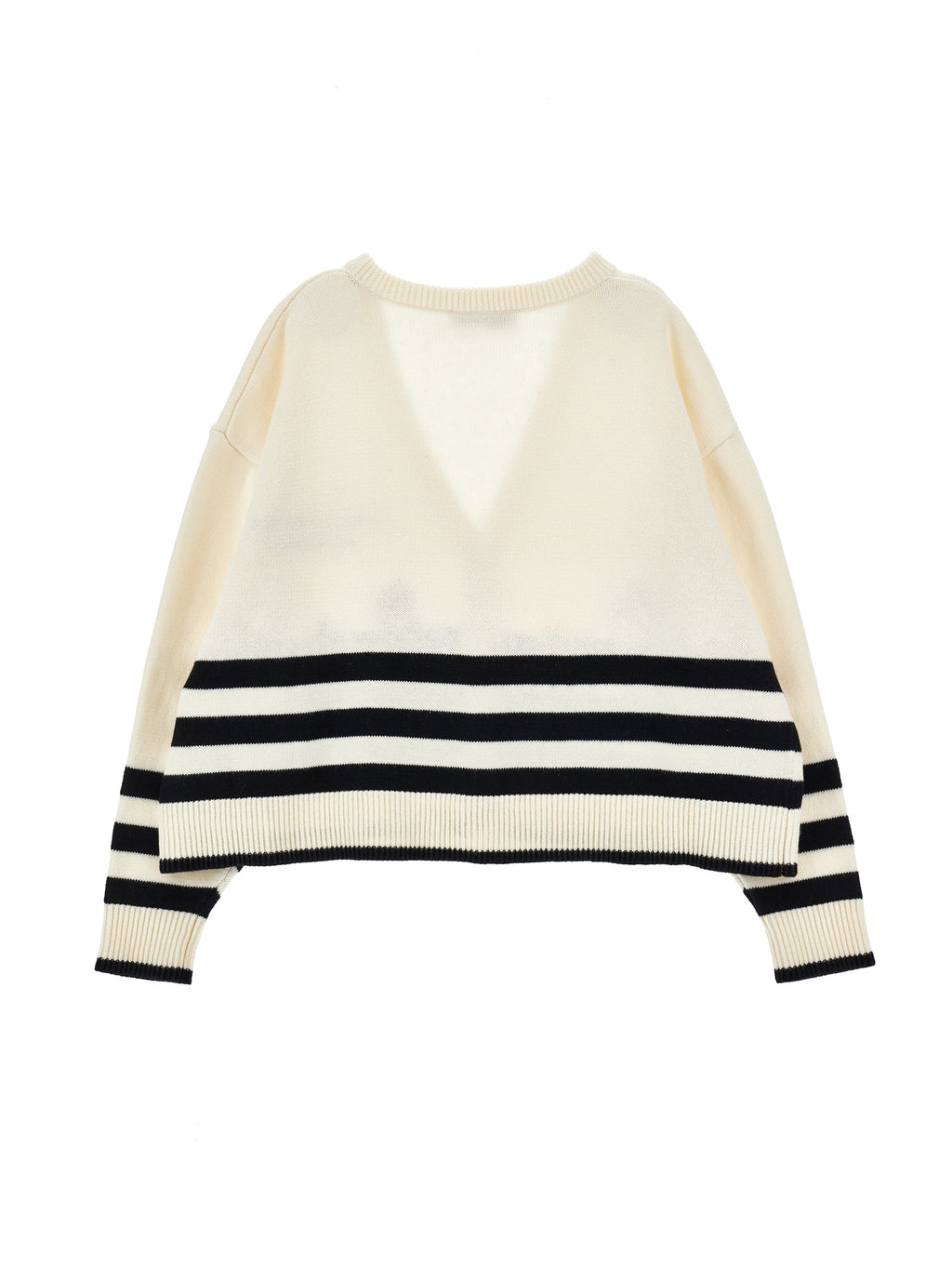 STRIPED KNIT CARDIGAN WITH FLORAL EMBROIDERY