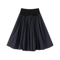 Black Contrast-Waist Skirt
