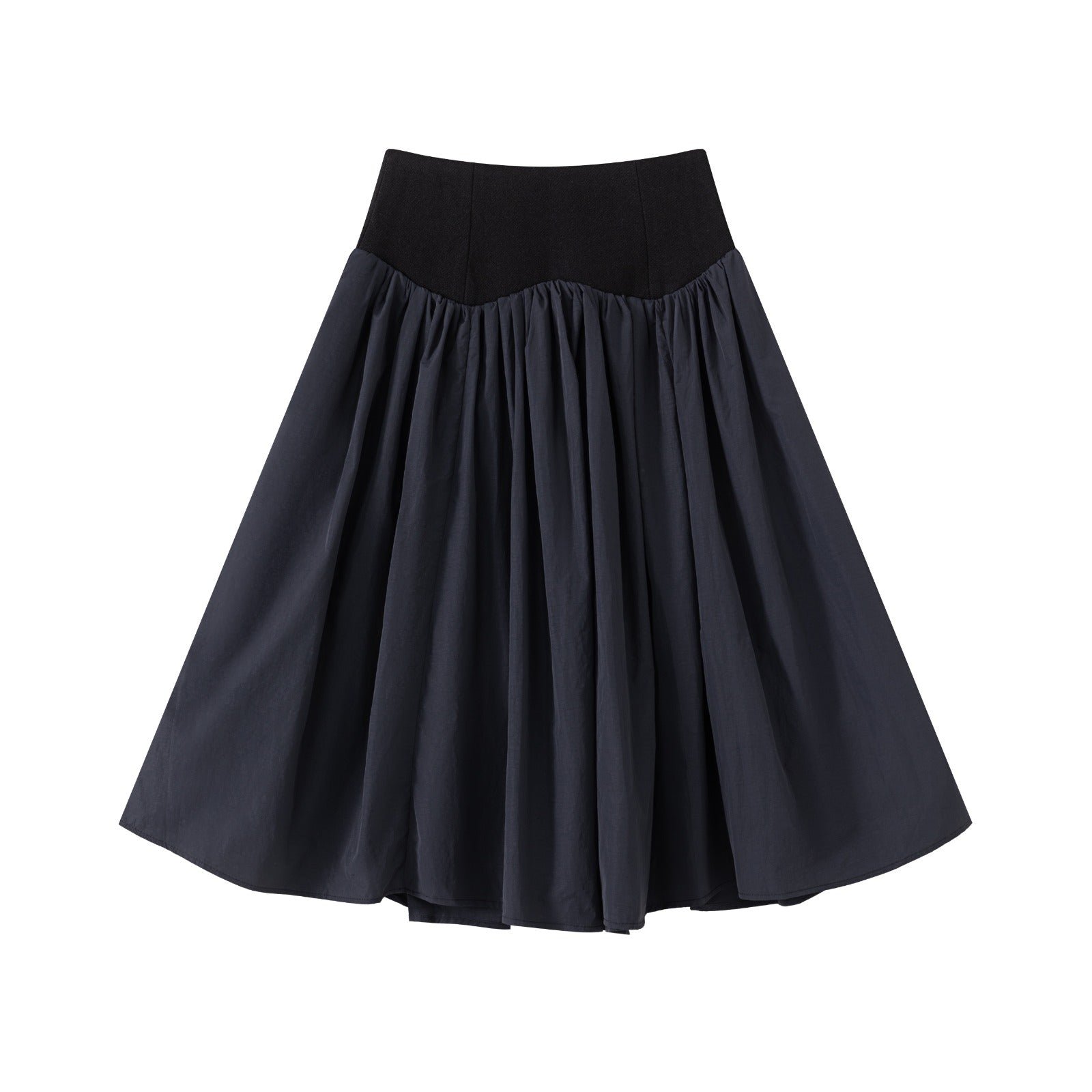 Black Contrast-Waist Skirt