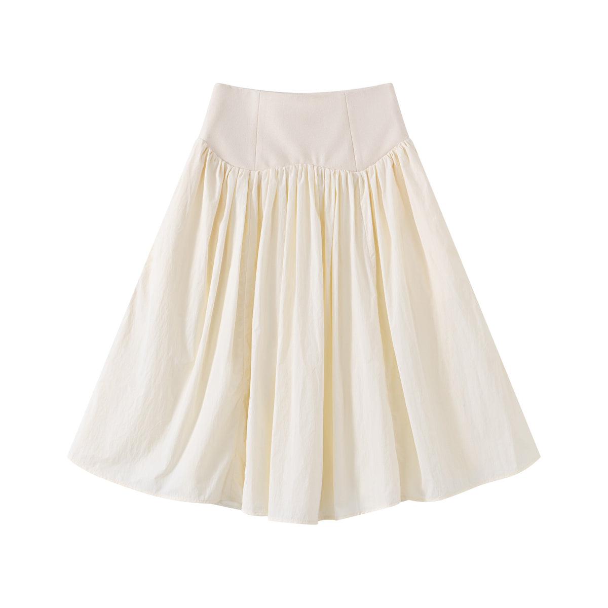 Ivory Lined Contrast-Waist Skirt
