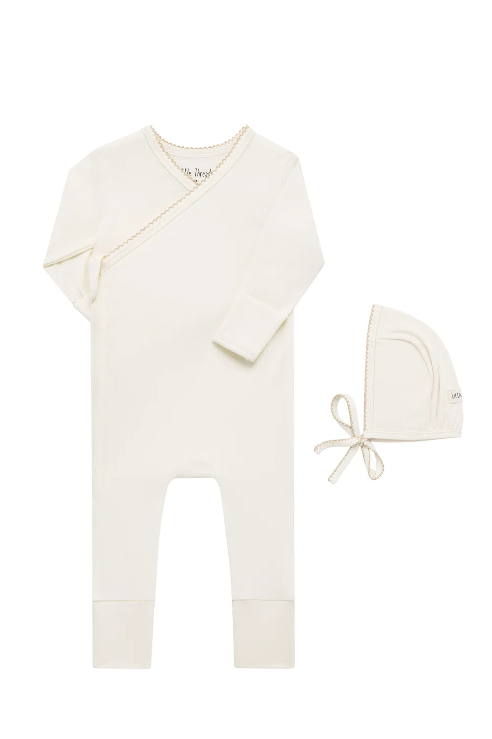 Solid Cream Scalloped Bamboo Wrap Footie (3-6m)