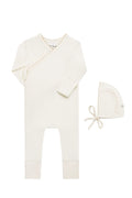 Solid Cream Scalloped Bamboo Wrap Footie (3-6m)