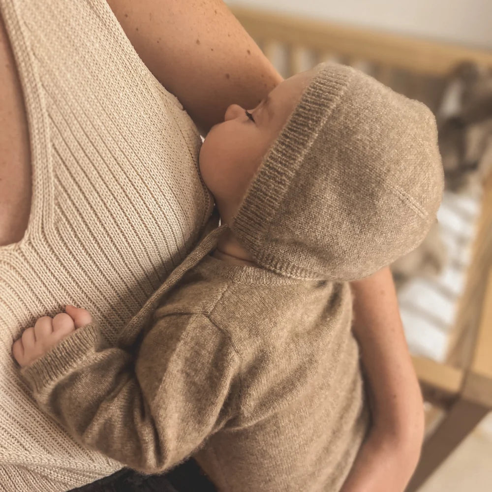 The Oatmeal Pointelle Bonnet Cashmere