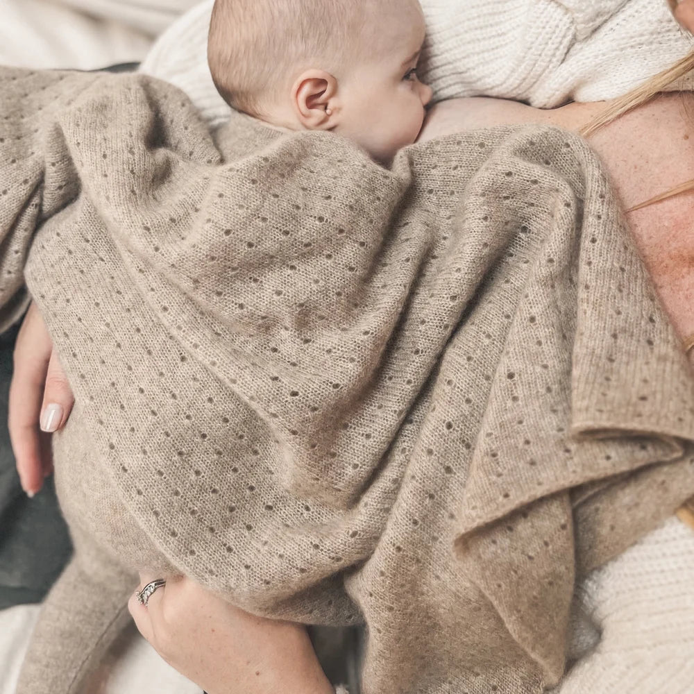 The Oatmeal Pointelle Blanket Cashmere