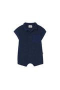 soft terry cloth baby jumpsuit blue melange