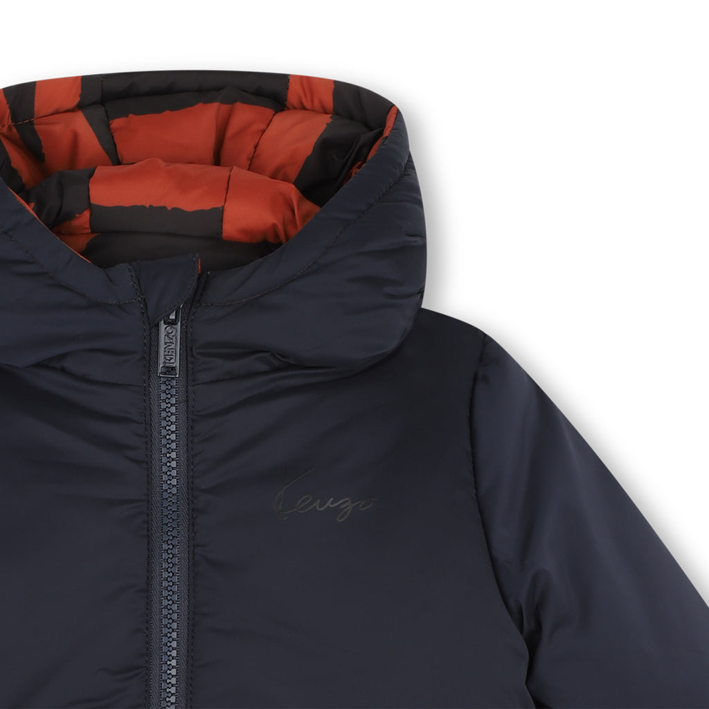 Reversible Hooded Puffer - Navy