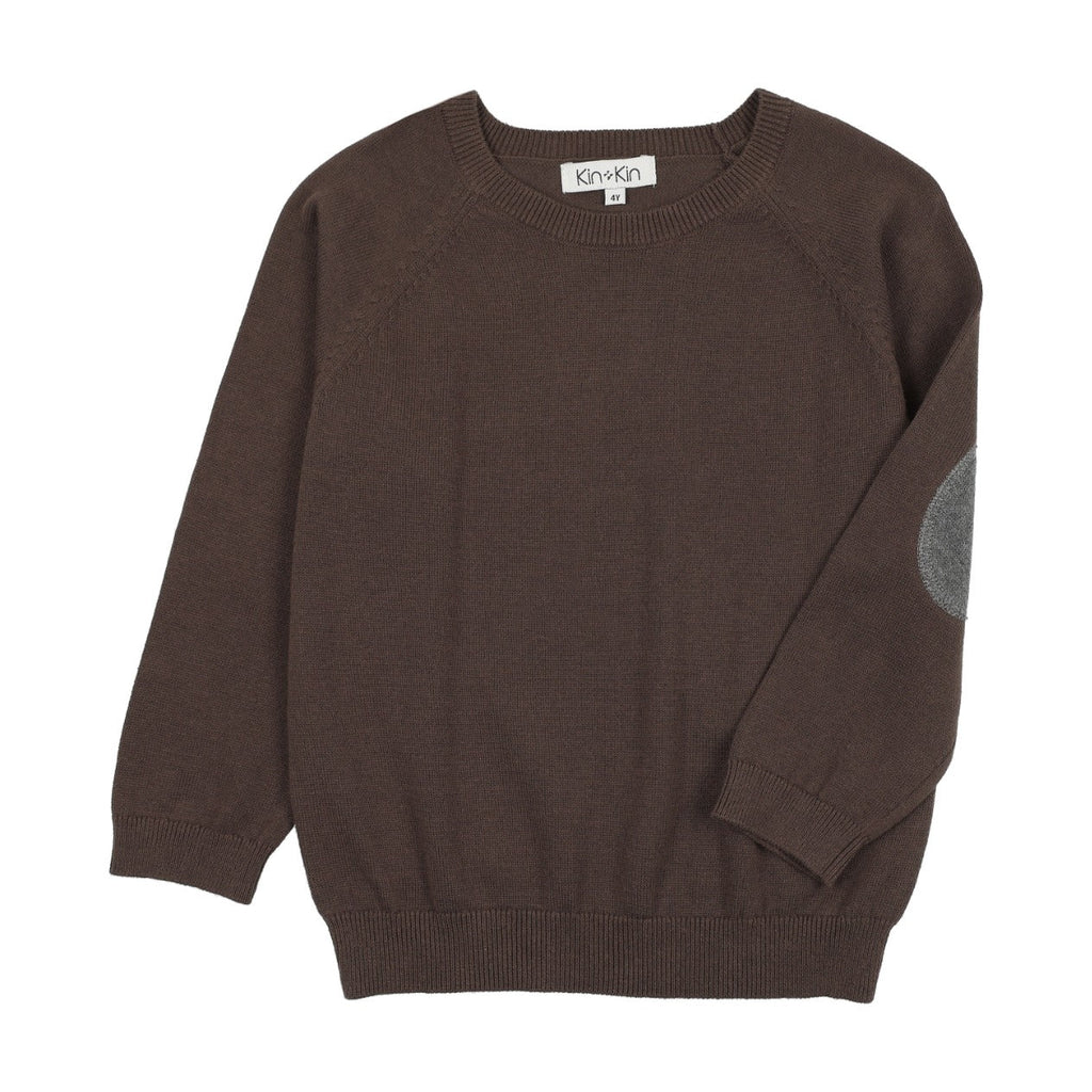 Boys Patch Sleeve Sweater Brown