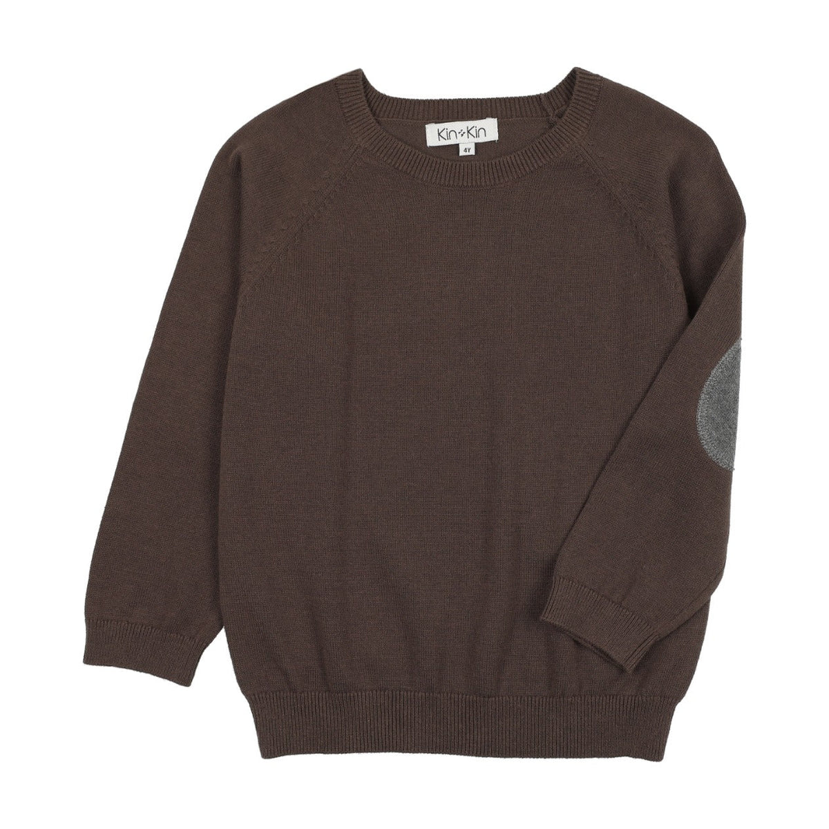 Boys Patch Sleeve Sweater Brown