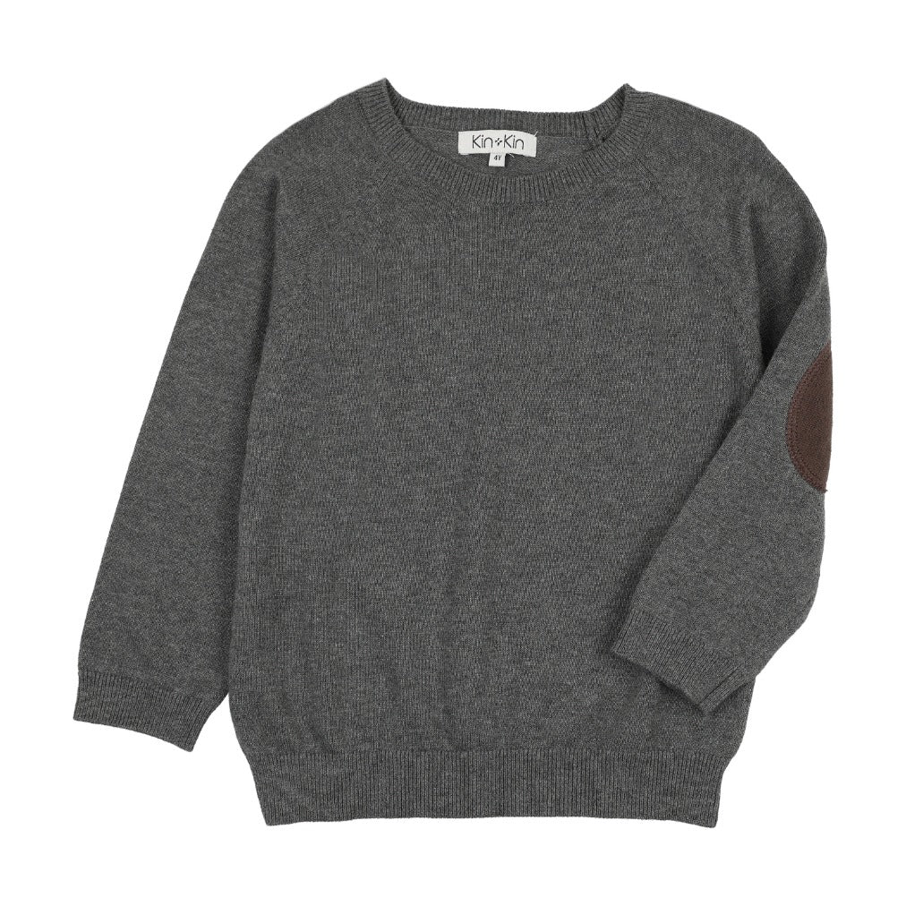 Boys Patch Sleeve Sweater Grey
