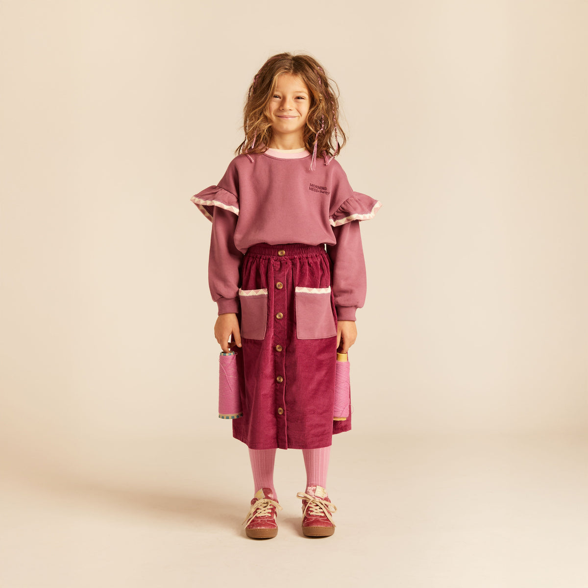 Scarlett Midi Skirt - Magenta Corduroy