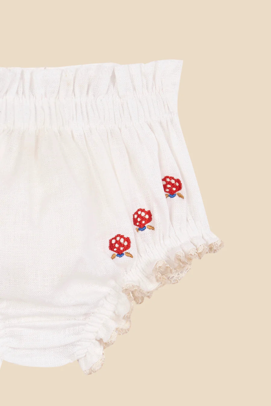 Linen embroidered blouse and bloomer set baby