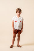 Linen shirt with embroidered pockets boy