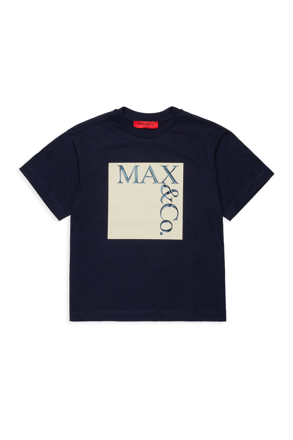 חולצת טי לבנות Max &co עם לוגו מרובע